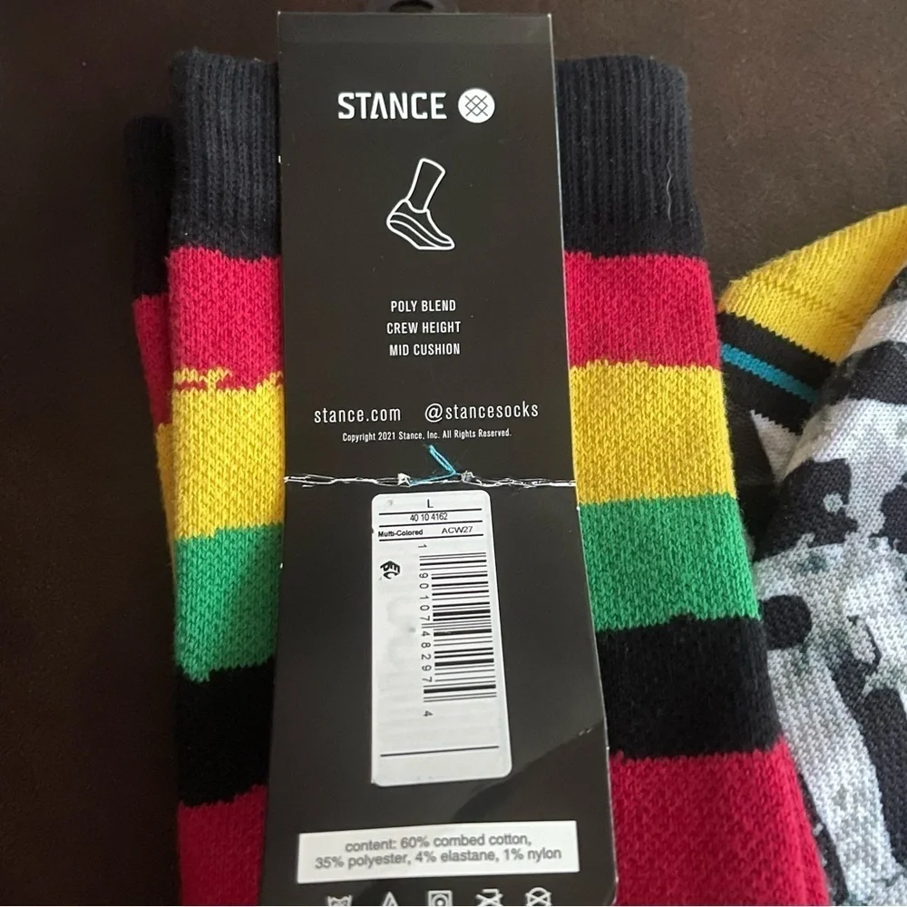 STANCE Dwayne Wade Casual Combed Cotton Blend Crew Socks 6-12 Large